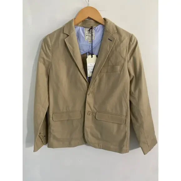 Massimo Dutti blazer NEW boys size 9-10 tan cotton classic preppy