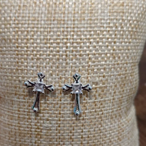 Silver Cross Stud Earrings