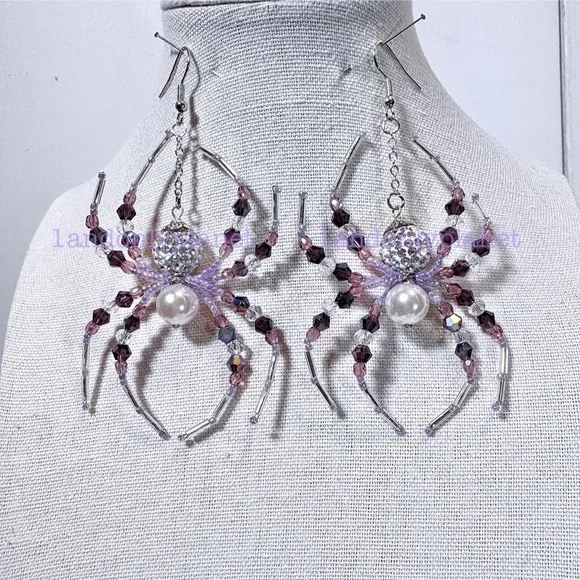 🌹HP🌹LAST 1– NEW Rhinestone Diamond & Amethyst Party Spider Drop Earring