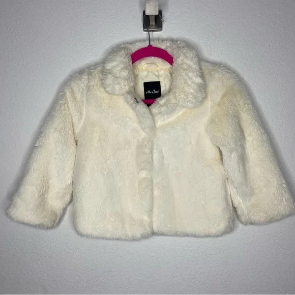 Me Jane Girls White/Off-White Faux Fur Coat Size 4/5