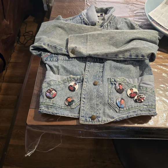 New Kids On The Block Denim Jacket with Button Accents