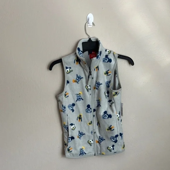 Disney Amazon Essentials Boys Gray Fleece Vest with Mickey & friends size M