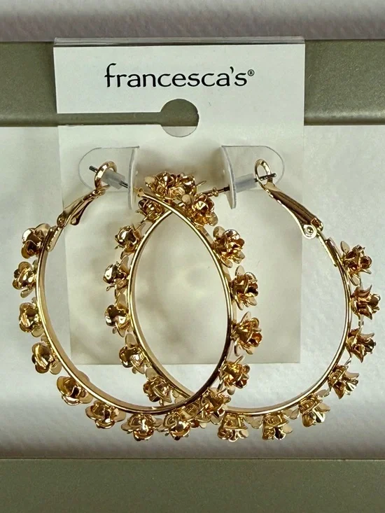 Francesca's Collections Gold Floral Hoop Earrings