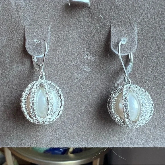 Nolan Miller Vintage Pearl Cage Drop Earrings