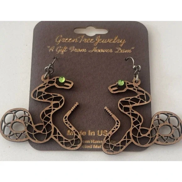 Green Tree Designs Snake Wooden‎ Laser Cut Green Gem Eyes Filigree 2