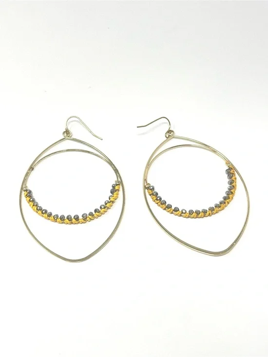 New Anthropologie Hoop Beaded Earrings Gold