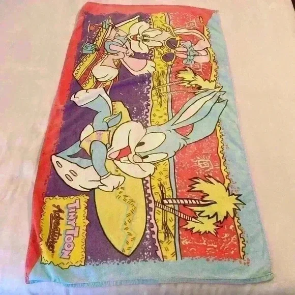 Vintage 1991‎ Tiny Toon Adventures Beach Towel Featuring Buster & Babs Bunny