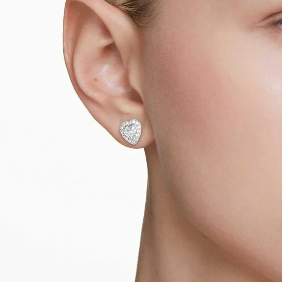 S925 Sterling Silver Heart Earrings Sparkly CZ Stones Romantic Gift