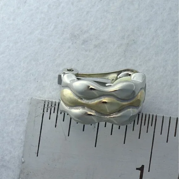 MX Signature Collection Two-Tone Silver & Gold Clip-On Earrings