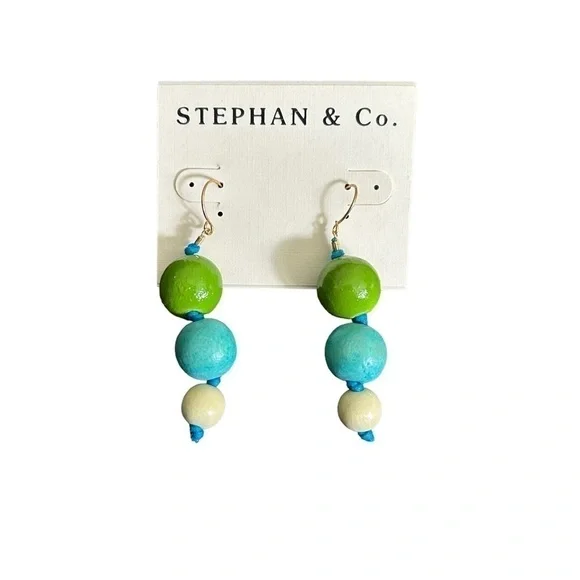 Stephan & Co. Wooden Three Bead Drop Earrings in This Seasons Trending Colors