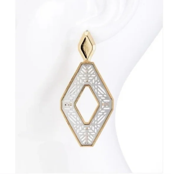 Elegant Gold and White Geometric Earrings