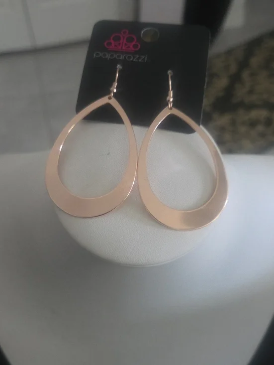 Paparazzi Rose Gold Tear Drop Earrings NWT