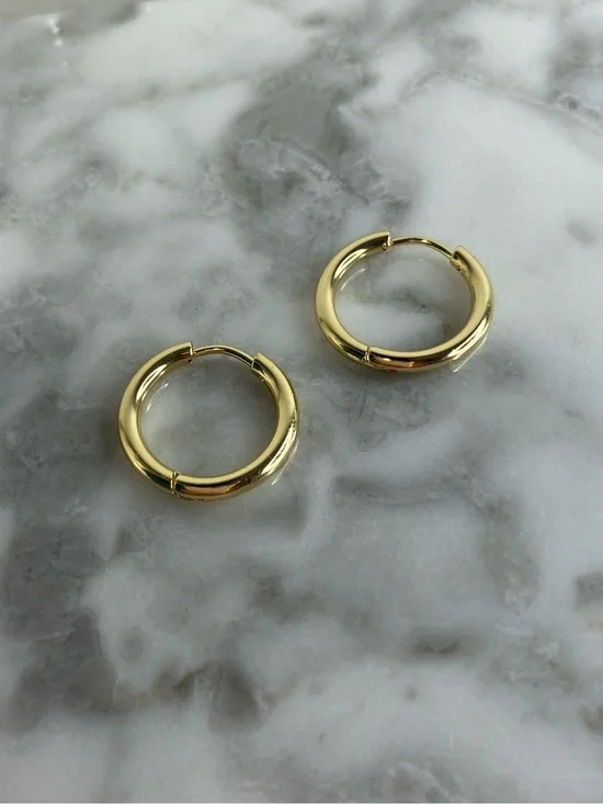 14k Gold Plated Hoop Huggie Earrings