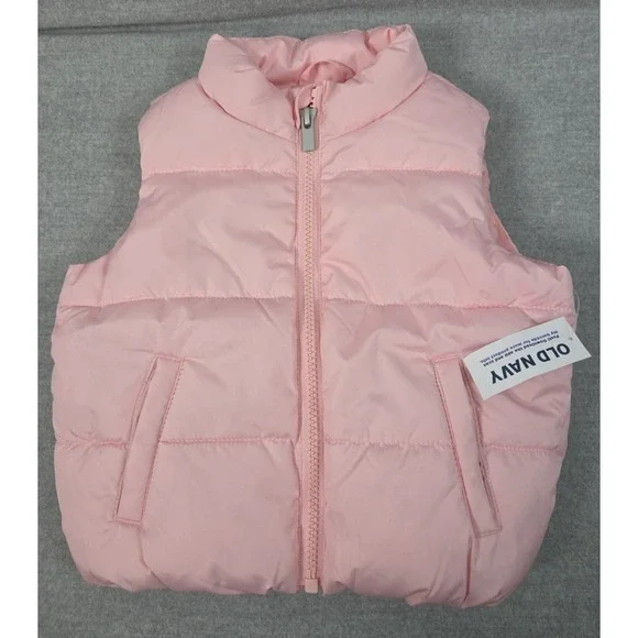 Old Navy Baby‎ Girl 18-24 Mos Puffer Vest Zip Up Light Pink Barbie Princess NEW