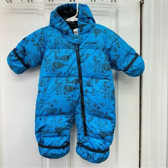 Columbia down filled hooded snowsuit blue black infant‎ boys 6m 6 months