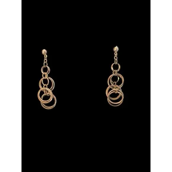 Silver Tone Multi-Circle Dangle Drop Pierced Earrings 2