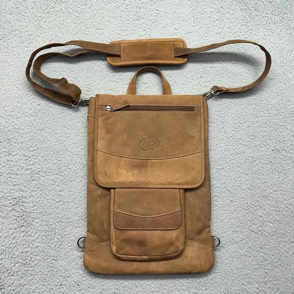 Michael Santoro Design MacCase Leather Vertical Messenger Laptop‎ Computer Bag
