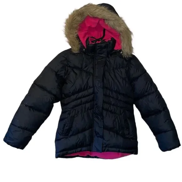 Arizona Jeans girls black and pink puffer jacket