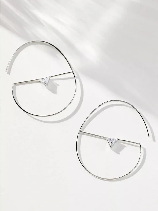 New Anthropologie Thin Hoop Geometric Earrings