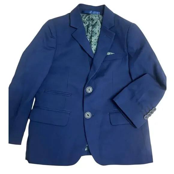 Isaac Mizrahi Two Button Blue Blazer Suit Jacket, Wool Blend | Boys Sz 5 NWT