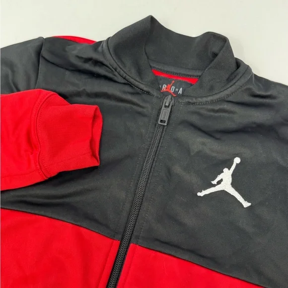 Air Jordan Jacket Boys Sz 6-7 yrs Red/Black Light Weight Full Zip Athletic A8
