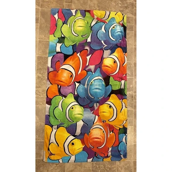 Vintage Royce Clown Fish Beach‎ Towel Large Colorful