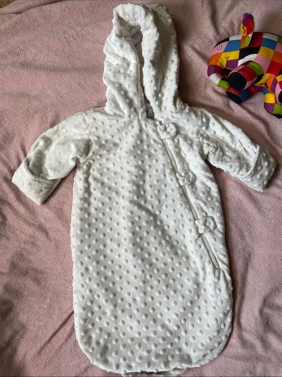 Widgeon Newborn Winter Cream Fleece Bunting Sack With All Over Minky Dots