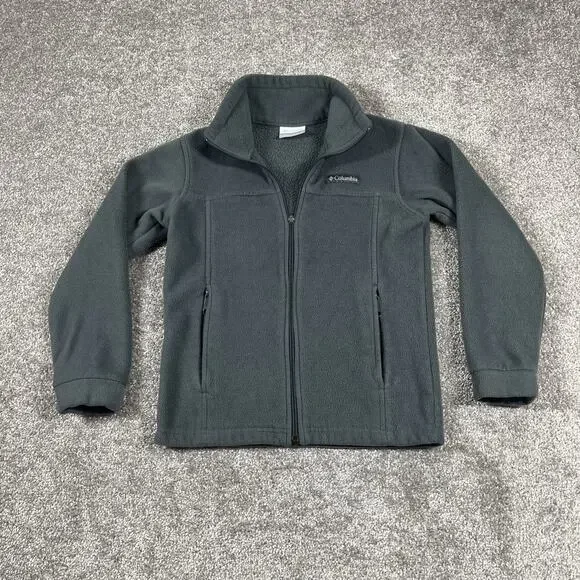 Columbia Fleece Jacket Boys Small Zip Up‎ Outdoors Gray *Broken Zipper Pull