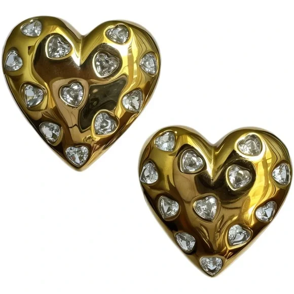 Chuncky Heart Earrings w/ zirconias