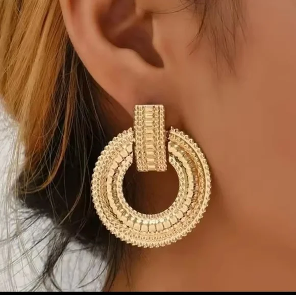 Gold‎ Hoop Earrings Women's Jewelry Circles New f96
