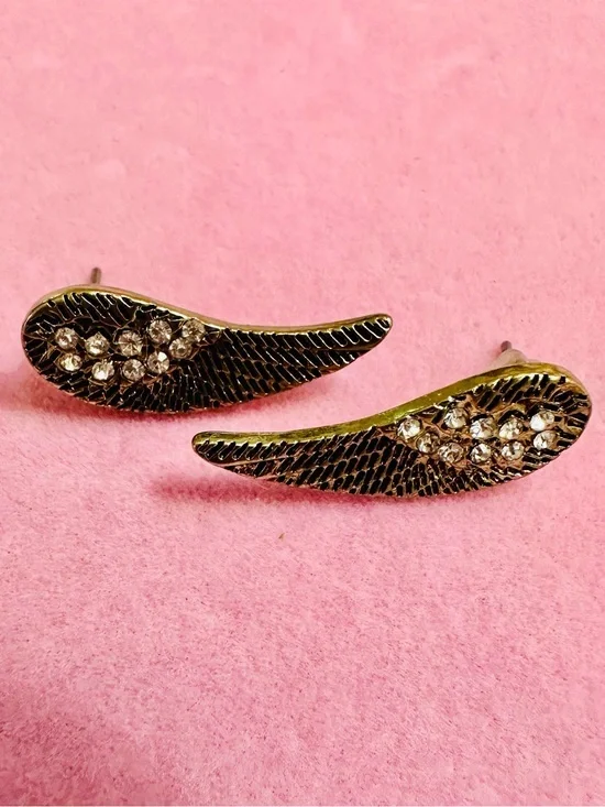 Gold Tone Angel Wing Earrings