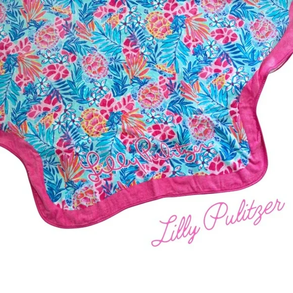 Lilly Pulitzer | Sea Glass Aqua Rainforest Shell Shaped Towel *NEW*