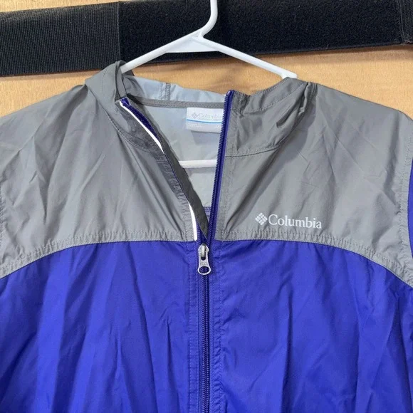 Columbia Kids Windbreaker L Purple Full Zip‎ Gray Pockets