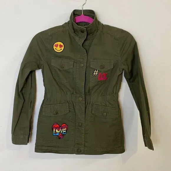 Girls Jacket with Patches Utility Size 7/8