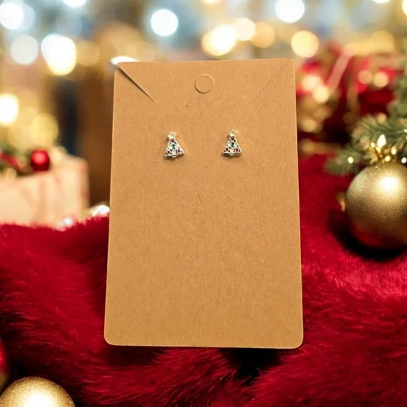 Mini Christmas Tree Holiday Festive Stud Earrings