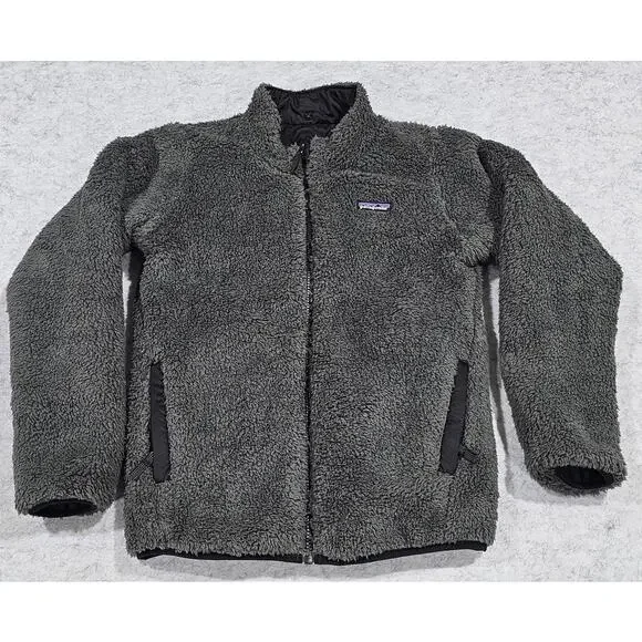Patagonia Kids Puffer Jacket, Reversable, Dream Song, Black/Gray, Size Kids L