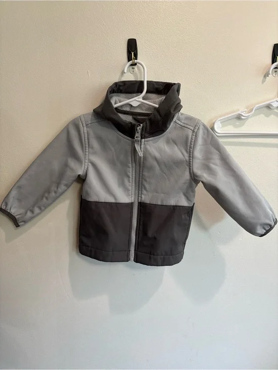 Cat & Jack 18 month Two-Tone Gray Hooded Jacket fleece lined lightweight