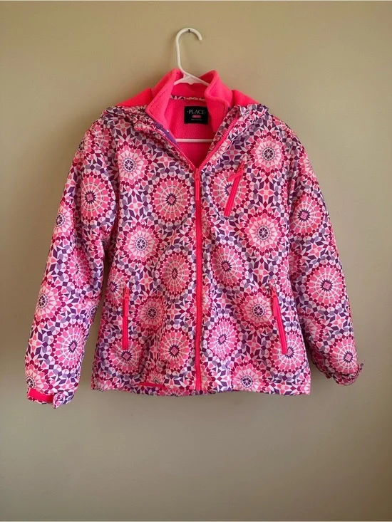 Girls XL 14 Children’s Place Puffer Jacket 3 In 1 Pink/Purple Kaleidoscope Hood