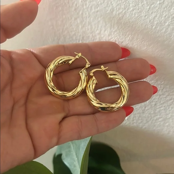 Trendy Gold Hoop Earrings Stainless steel 18k gold plated