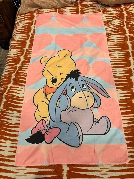 Winnie the Pooh & Eeyore Pink Cotton Beach Towel