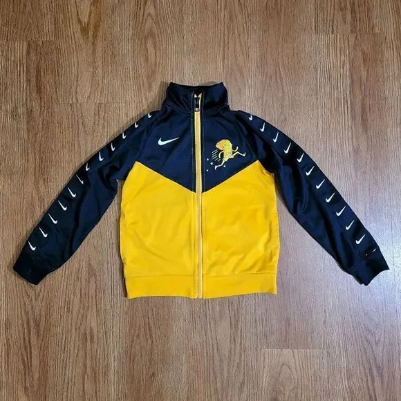 Nike Track Star Kids Running Jacket Size 6 Black Yellow Gold Full Zip Windrunner
