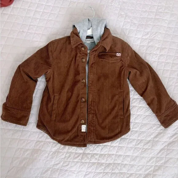 Appaman Brown Corduroy Jacket with Gray Hooded Layer