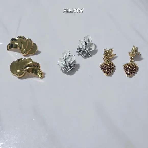 Lisner , Monet, Avon Gold and  Silver Floral Earrings Set.