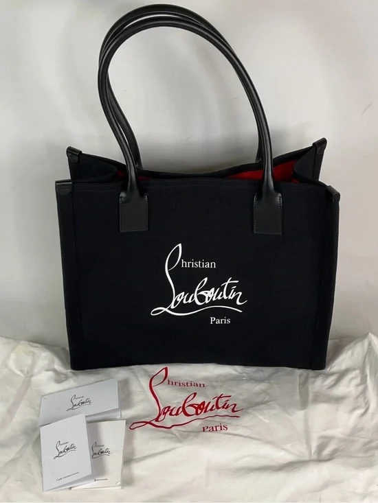Christian Louboutin Nastroloubi Large Canvas Tote Bag Black with Dustbag