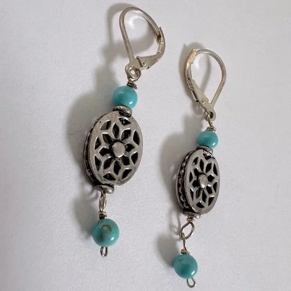 Beautiful southwest style dangle earrings sterling silver 925