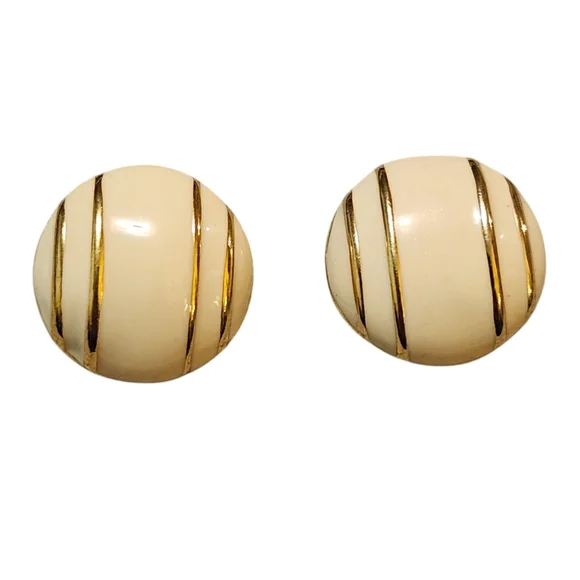Vintage Cream Gold Tone Post Earrings