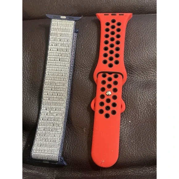 Nylon Blue Loop Band for Apple Watch (49/45/44mm) & red/black Silicone Band