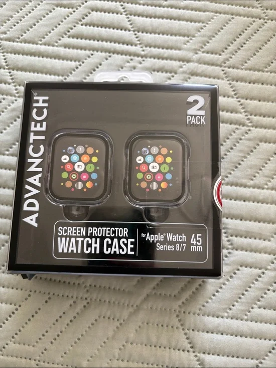 Black Screen Protector Watch Case for Apple Watch 45mm (2-Pack)