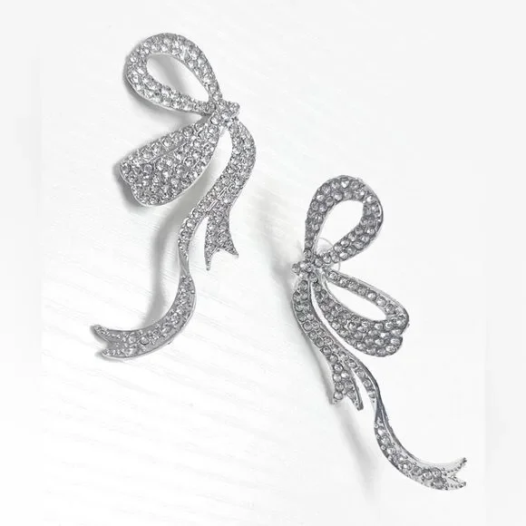 Diamond bow earrings N308