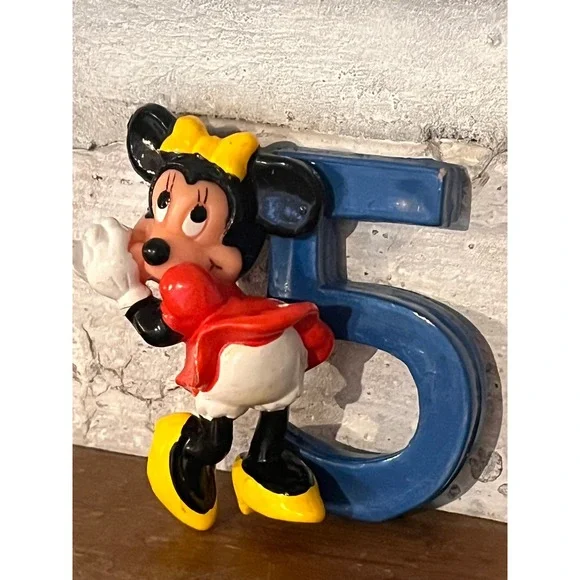 Vintage Disney Minnie Mouse 5th Birthday PVC‎ Figure Cake Topper by Applause